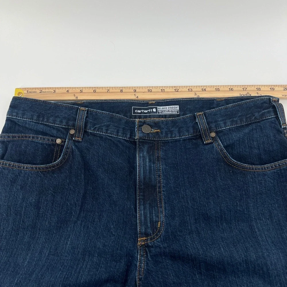 Carhartt Mens Relaxed Straight Fit Dark Wash‎ Denim Jeans 38x34 BD5119-M New